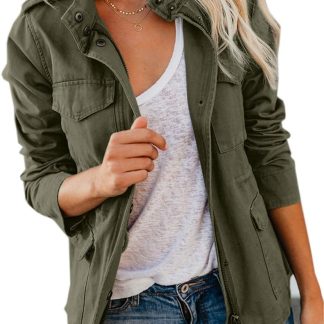 Military Jacket Zip Up Snap Buttons Lightweight Utility image 1