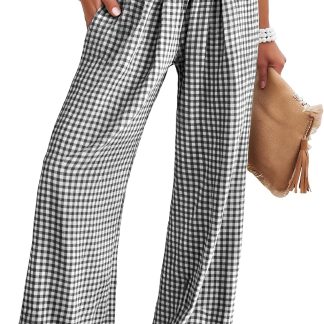 ANRABESS Striped Gingham Palazzo Pants image 1